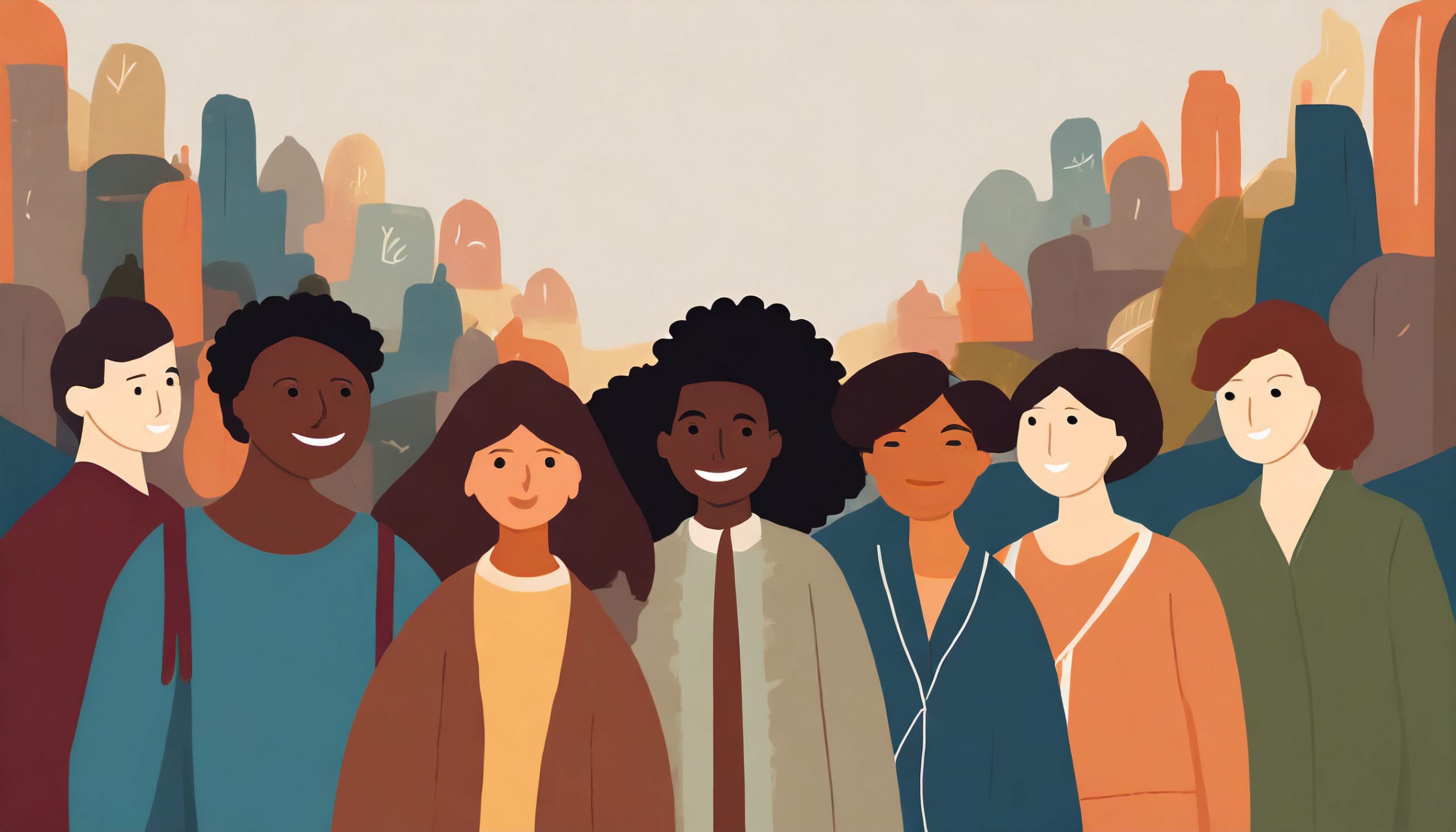 Illustration of a group of diverse people